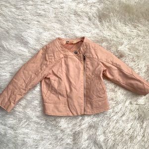 Girls Light Pink Leather Jacket
